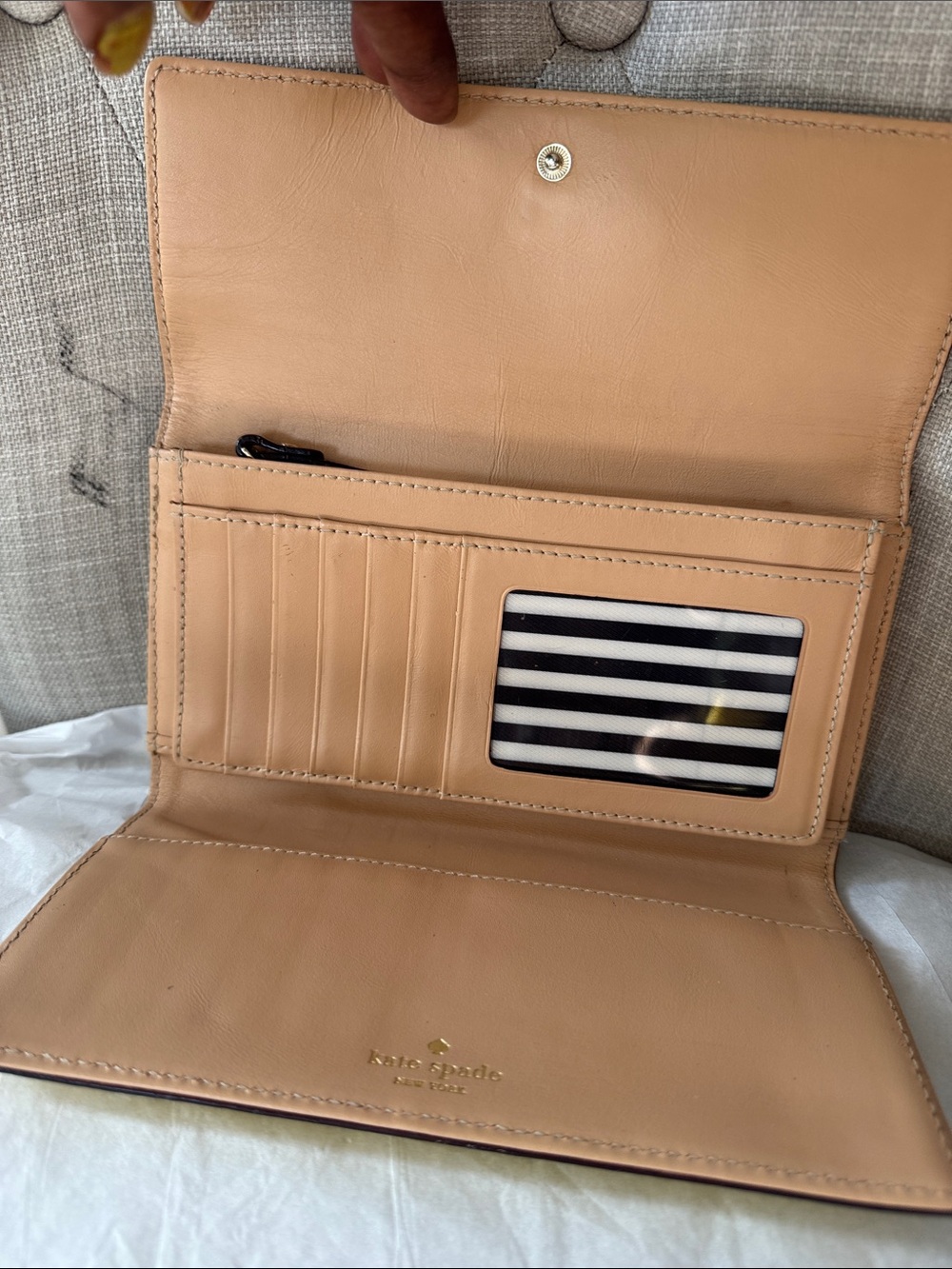 kate spade Two-Tone Pebble Leather Clutch in Taupe and Yellow - Picture 3 of 3